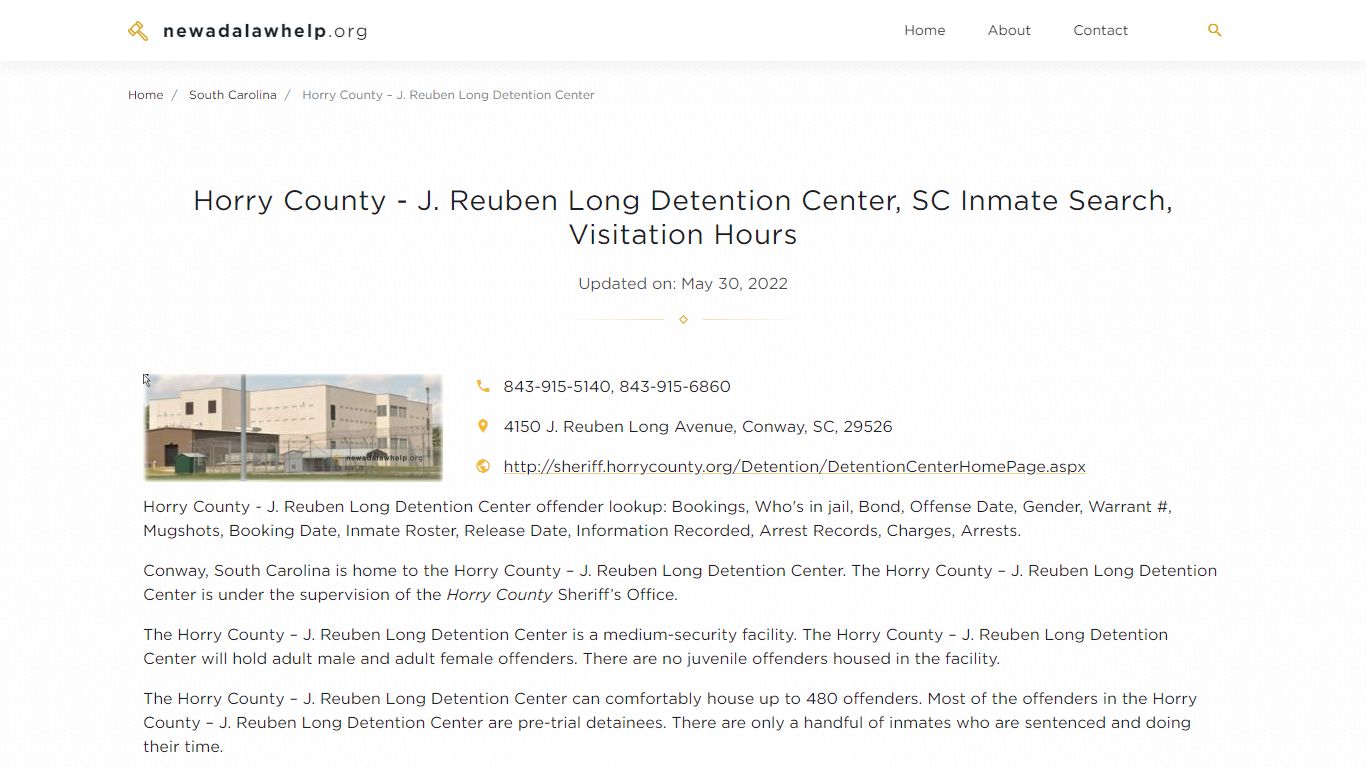 Horry County - J. Reuben Long Detention Center, SC Inmate ...