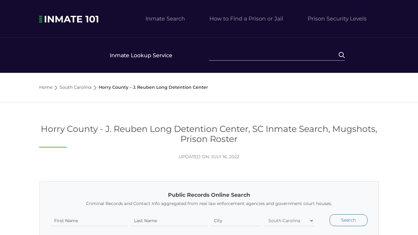 J. Reuben Long Detention Center - Nationwide Inmate Search