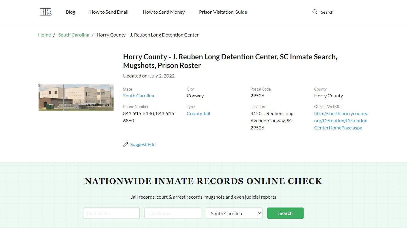 Horry County - J. Reuben Long Detention Center, SC Inmate ...